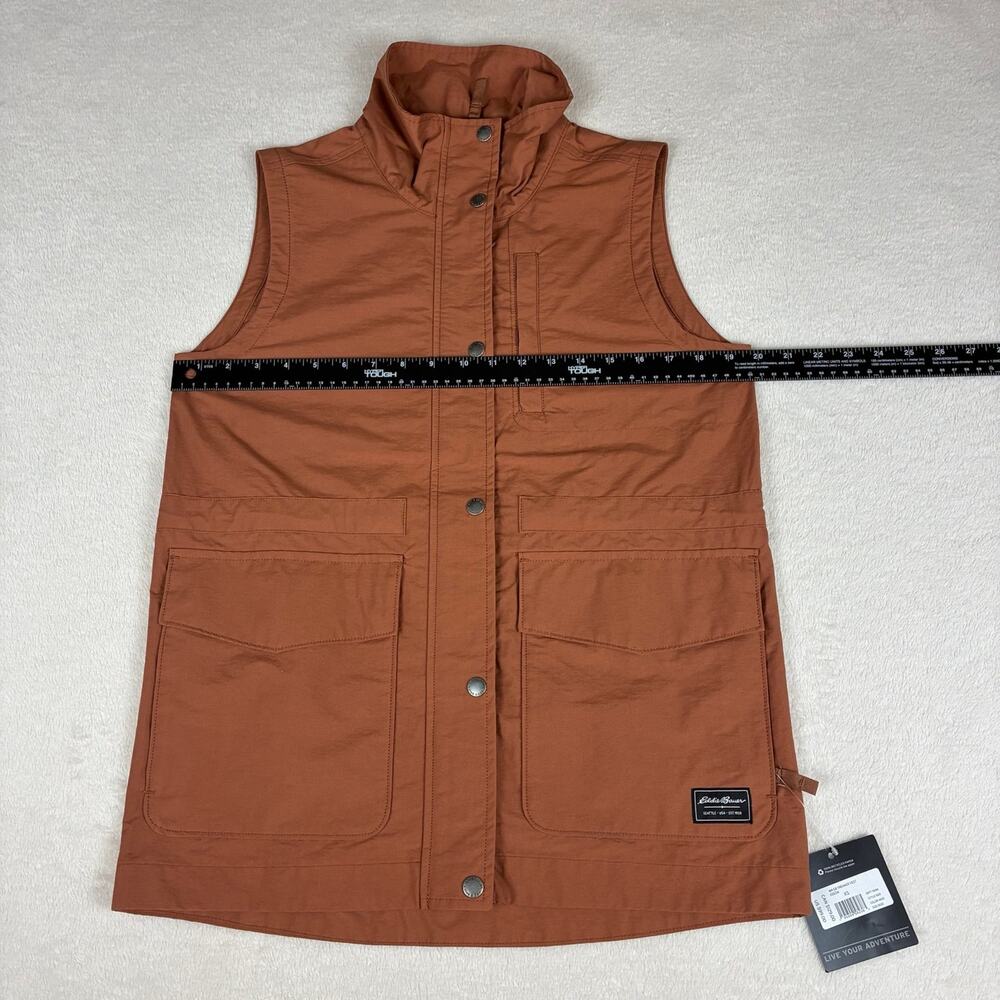 NWT Eddie Bauer EB Trekker Vest Cocoa Brown Full Snap Utility Vest Size XS - Picture 12 of 12